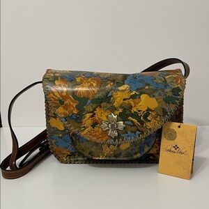 Patricia Nash Beaumont  Wildflower Design Leather Crossbody Bag